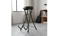 Combination Guitar Stand and Stool Foldable Design Guitar Stool with Stand Stable Metal Frame Musical Instrument Accessory for Practice Sittings
