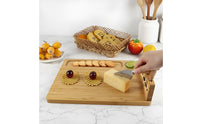 6 Pieces Bamboo Cheese Board and Knife Set Easy to Clean Stain Resistant Meat and Cheese Board Platter with Cutlery