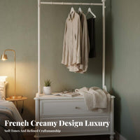 Clothes Rack with Integrated Nightstand Space-Saving Design Bedroom Furnishing