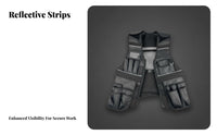 Multi-Compartment Tool Vest All Seasons Reflective Construction Vest Wear-Resistant Workwear for Electricians, Technicians, Job Site, Workshop