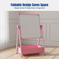 Children's Double-Sided Drawing Easel, Adjustable Height, Chalkboard & Whiteboard, Foldable, Home Art Board