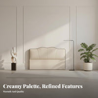 Upholstered Floor-Standing Backboard Creamy aesthetic Headboard Slim outline Bed Backrest for Parents, Homeowners, Apartment, Guest Room