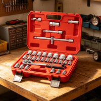 Chrome-Vanadium Ratchet Wrench Tool Kit Portable Socket Wrench Set with Case Long-Lasting Mechanics Tool Set Precision for Auto Repair, Roadside Emergencies