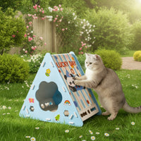 Slanted Triangular Cat House Integrated Cat Scratcher House Indoor Pet Furniture Breathable for Cats, Apartment, Living Room