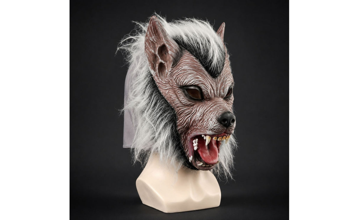 Wolf Headpiece with Synthetic Coat Realistic Wolf Headpiece Full-Head Headdress for Adults, Halloween, Cosplay, Spooky Attractions
