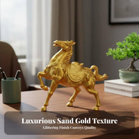 Finely Crafted Horse with Yuanbao Figurine High-Quality Craftsmanship Chinese Auspicious Horse Figurine Intricate Details for Office, Home