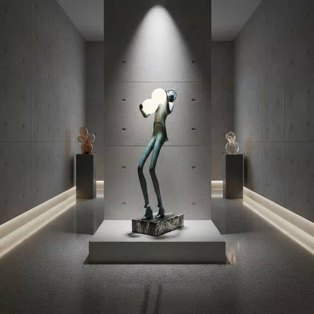 Human Figure Floor Lamp Sculptural Form Abstract Person Statue Light Showpiece Large Artistic Floor Light for Interior Designers, Art Collectors