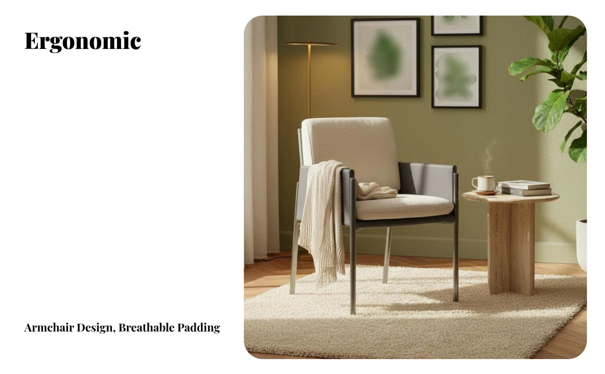 Italian Minimalist aesthetic Upholstered Cantilever Chair Supportive Armrests Dining Armchair Soft Upholstery Home Seating Designer Model for Interior Designers, Homeowners, Office Workers, Living Room, Restaurant, Bedroom, study alcove