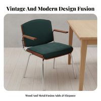 Vintage & aesthetic Upholstered Armchair With Armrests Indoor Furniture Comfortable spine supportrest accent Chair adaptable for distant Workers, Apartment Dwellers, residents, Study Room, Home Office, Bedroom, Small areas