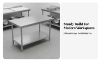 Easy to Clean Stainless Steel Work Table Rust-Resistant Commercial Food Prep Table Long-Lasting Commercial Food Prep Station High Load Capacity for Restaurant Owners, Workshop Workers, Bakery, Hotel, Garage, Laundry Room