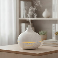 Wood-Grain Essential Oil Dispenser USB-Powered Dispenser Compact High-Frequency Humidifier with LED Light Long-Lasting for Bedroom, Office Desk