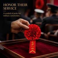 Commendation Brooch for Students and Veterans - Silk Fabric Glory Flower