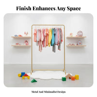 Gold Finish Single-Rod Clothes Stand with Shelves Adjustable Height Garment Rack Floor-Standing Design Clothing Organizer Multi-Functional for Boutique Owners, Apartment Dwellers, Bedroom, Retail shop, Entryway, Small Spaces