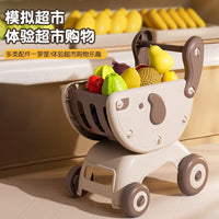 Kids Shopping Cart Toy with Simulated Fruits and Vegetables