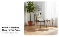 Nordic Design Minimalist Metal Frame Chair Space Saving Armless Side Chair Small Footprint Dining Seat Long-Lasting for Cafe Owners, Renters, Homeowners, Restaurant, Kitchen, Living Room, Home Office