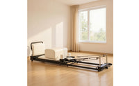 Foldable Pilates Reformer Padded Pilates Reformer Exercise Equipment Full-Metal Comfortable for Fitness Enthusiasts, Home Gym