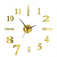 DIY Wall Clock Glow in the Dark Luminous Wall Clock Frameless 3D for Renters, Living Room, Bedroom