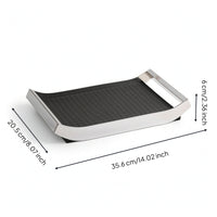 Tray with Leather Insert Woven Stainless Steel Tray Multipurpose Storage Organizer for Vanity, Dresser, Coffee Table