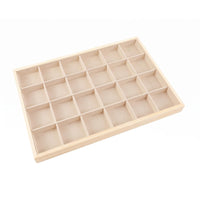Wooden Wood Jewelry Tray Beige Cloth-linedLined Tray Shallow Home Storage Flat Profile