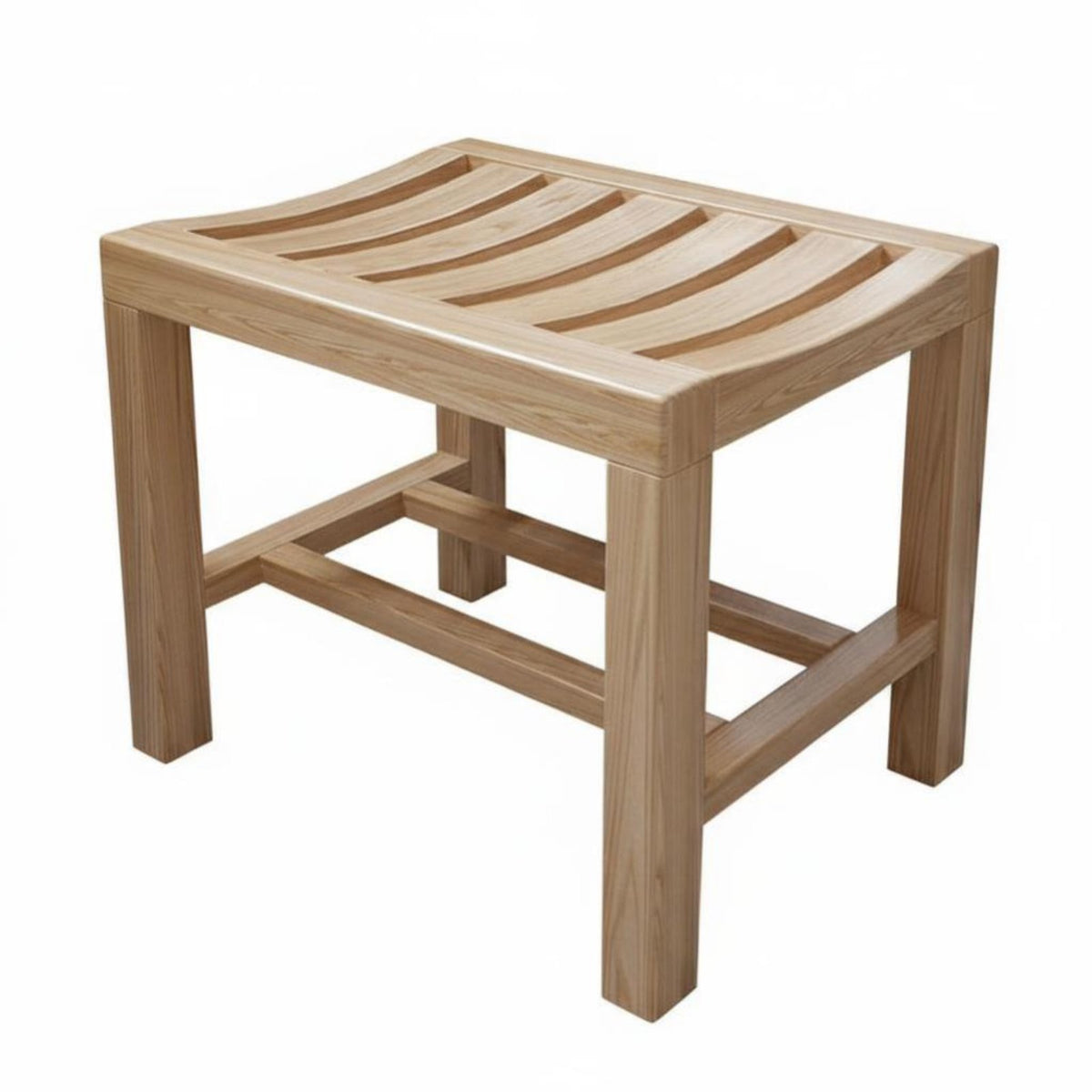 Curved Wooden Bath Stool Non-Slip Feet Shower Seat Waterproof for Sauna, Elderly