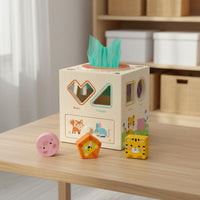 Multifunctional Shape Sorter Early Educational Wooden Sensory Surface Coating Educational Toy for Young Children