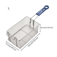 Long Handle Stainless Steel Fry Basket Perforated Wire Frying Basket Mesh-Style Kitchen Tool Multi-Purpose