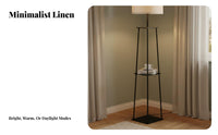 3-Way Dimmable Shelf Floor Lamp Space-Saving Design Floor Lamp with Storage Shelves Soft Glare-Glare-Reducing Light LED Bulb Included for Students, Book Lovers, Homeowners, Living Room, Bedroom, Office, Reading Nook