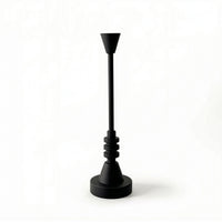 Candlestick with Round Base Matte Black Candle Holder with Tapered Cup Decor Geometric Modern for Tabletop, Dining Table