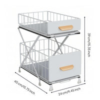 Pull-out Storage Rack Carbon Steel 2 Tier Drawer Organizer Adjustable Under Sink Basket for Cabinet Space