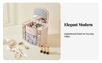 Desktop vanity Case with Mirror and Drawers particle-proofresistant for Skincare Users