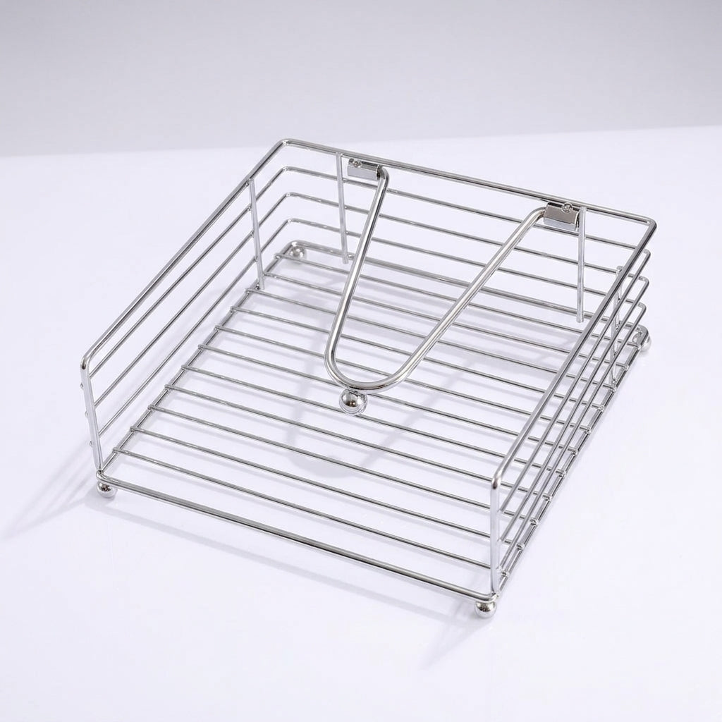 Tissue Paper and Napkin Holder for Dining Table Decor, Stainless Steel Serviette Holder in Modern Minimalist Style, Square Napkin Dispenser