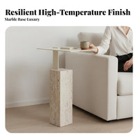 Nordic Design Block Pedestal Table Light Luxury Home Furniture Designer Inspired Minimalist Aesthetic for Apartment Dwellers, Homeowners, Interior Designers, Living Room, Bedroom, Entryway, Reception Area