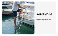 Stainless Steel Deck Mount Ladder Foldable Boarding Ladder Yacht Bathing Step Non-Slip Steps Aquatic Hardware
