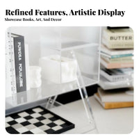 Modern Minimalist aesthetic Transparent Ribbon Table Multi-Functional Home Furniture Sculptural Design Nightstand Iridescent Finish for Homeowners, Renters, Living Room, Bedroom, fromice, Entryway