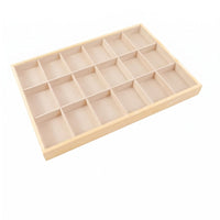 Wooden Wood Jewelry Tray Beige Cloth-linedLined Tray Shallow Home Storage Flat Profile