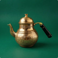 Domed Lid Artisanal Copper Teapot Curved Spout Tin-Lined Copper Teapot Floral Cookware Scroll Pattern