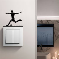Football Player Silhouette Sticker Self Football Player Silhouette Decal Sports Themed Athlete Kicking Ball Wall Sticker for Kids, Bedroom