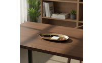Oval Aluminum Tray Low-Profile Decorative Metal Tray Versatile for Tabletop Organization, Coffee Table, Tea Service