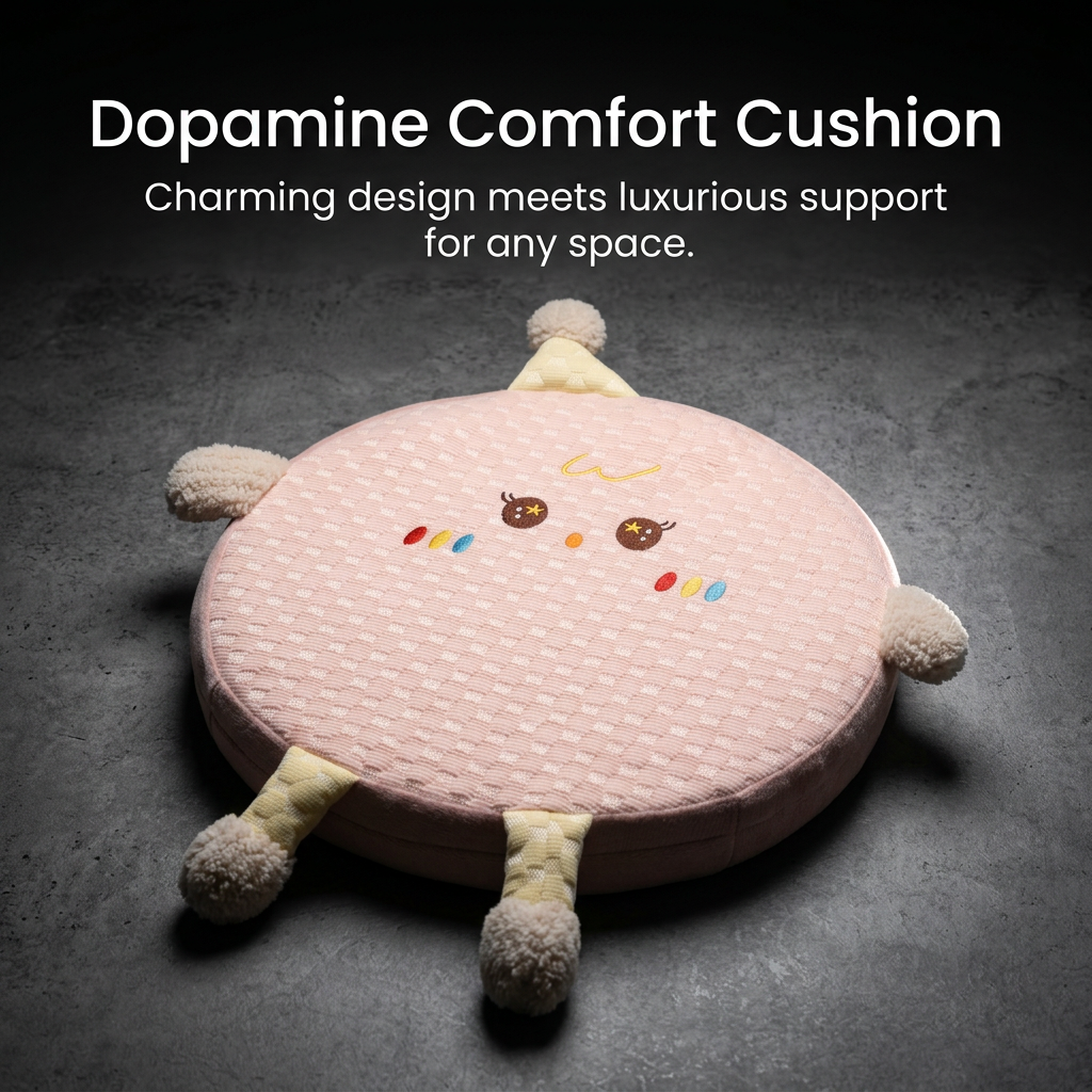 Cartoon Round Seat Cushion, Floor Chair with Back Support, Memory Foam Chair Pad, Cute Throw Pillow for Kids, Washable Chair Cushion Soft