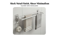 Rust-Proof Double Bar Towel Rail Rustproof Double Towel Bar Easy Installation Bathroom Hardware Waterproof for Renters, Homeowners, Families, Restroom, Kitchen