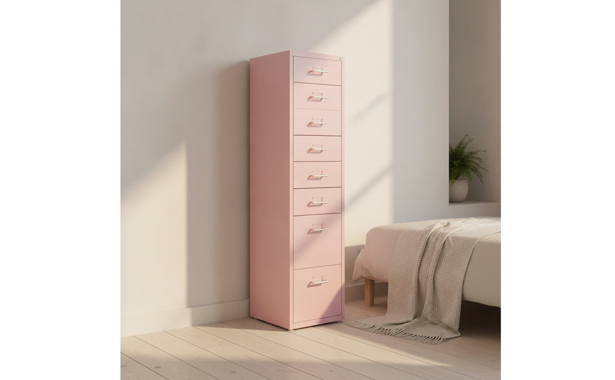 8-Drawer Cabinet with Wheels Metal Drawer Cabinet Space-Saving Rolling Cart with Drawers for Professionals, Students, Home Office, Dorm Room