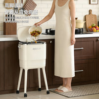 Tall Kitchen Trash Can with Lid and Wheels