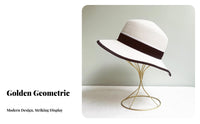 Gold Hat Display Stand Minimalist Design Wireframe Hat Holder Metal Hairpiece Holder Multi-Use Desktop Hairpiece Stand