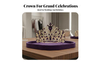 Baroque Pageant Crown Elegant Design Adjustable Queen Crown Sparkling Bridal Headpiece Luxury Look Full Circle Crystal Tiara