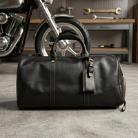 Leather Duffel Bag Sturdy Travel Duffel Bag Luggage Structured Cylindrical for Travelers, Weekend Getaways, Business Trips