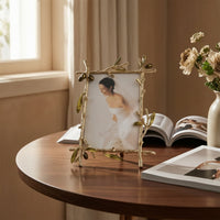 Photo Frame with Leaf Design Ornate Branch Photo Frame Metal Decor for Desk, Living Room, Office