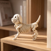 Dog Figurine with Skull Body Halloween Skeleton Dog Figurine Hand-Crafted Sugar Skull Animal Statue for Shelf Styling