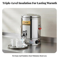 Double Layer Insulation Stainless Steel Water Boiler Anti-Dry Overheat Protection Electric Insulated Barrel Multi-Functional Large Capacity Thermal Pot Temperature Control for Restaurant Owners, Event Organizers, Cafeteria, Hotel, Buffet, Catering Events