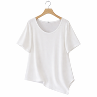 T Shirts for Women in Extended Sizes with Round Neck and Short Sleeves, Ladies Tshirts in Loose Fit, Casual Tops