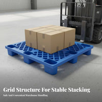 Grid Top Pallet Water-Resistant 9-Leg Pallet Heavy-Duty Warehouse Storage Skid for Logistics Personnel, Factory
